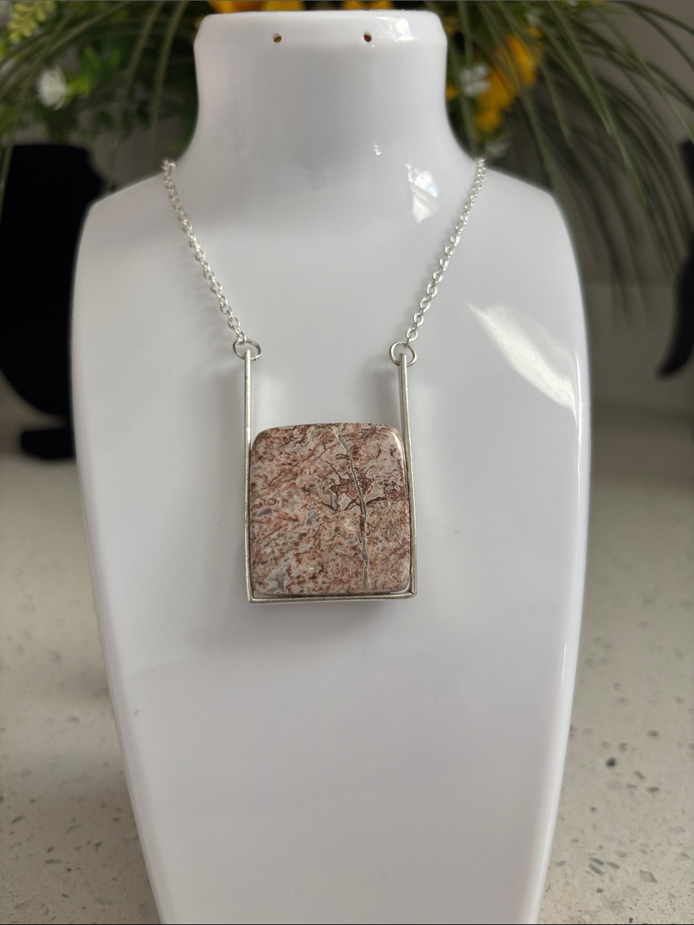 Lace Agate Gemstone Ethnic Handmade Necklace